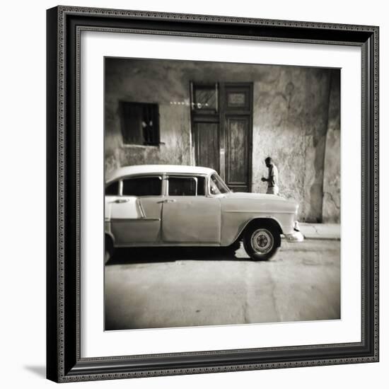 Man Walking Past Old American Car, Havana, Cuba, West Indies, Central America-Lee Frost-Framed Photographic Print