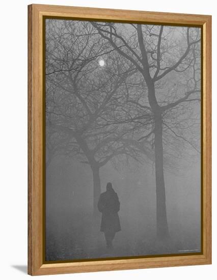 Man Walking Through Hyde Park in the Fog-Mark Kauffman-Framed Premier Image Canvas
