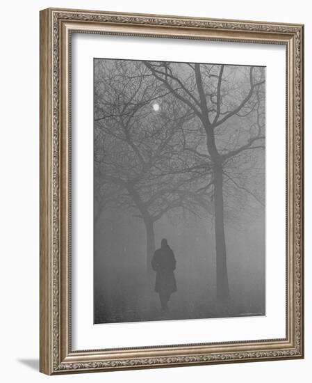 Man Walking Through Hyde Park in the Fog-Mark Kauffman-Framed Photographic Print