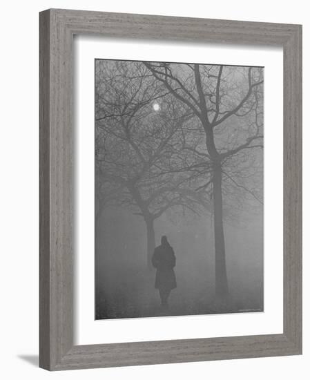 Man Walking Through Hyde Park in the Fog-Mark Kauffman-Framed Photographic Print