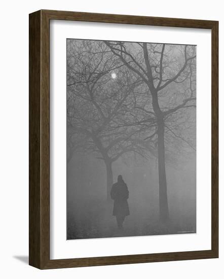 Man Walking Through Hyde Park in the Fog-Mark Kauffman-Framed Photographic Print