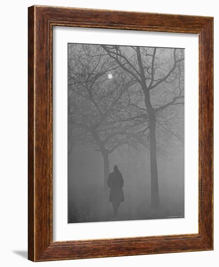 Man Walking Through Hyde Park in the Fog-Mark Kauffman-Framed Photographic Print