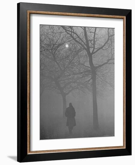 Man Walking Through Hyde Park in the Fog-Mark Kauffman-Framed Photographic Print