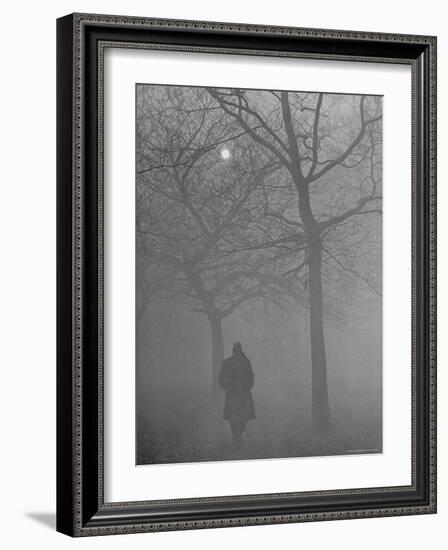 Man Walking Through Hyde Park in the Fog-Mark Kauffman-Framed Photographic Print