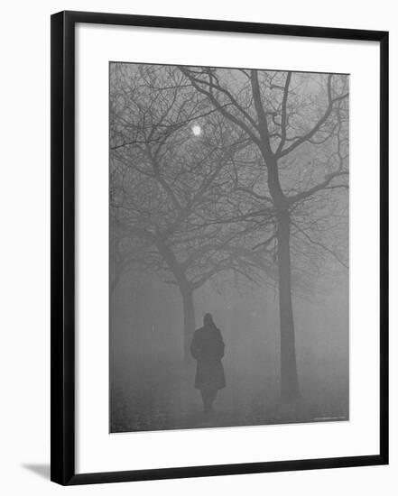 Man Walking Through Hyde Park in the Fog-Mark Kauffman-Framed Photographic Print