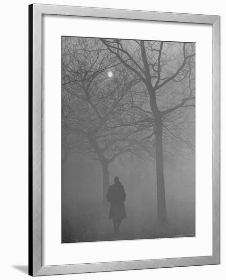 Man Walking Through Hyde Park in the Fog-Mark Kauffman-Framed Photographic Print