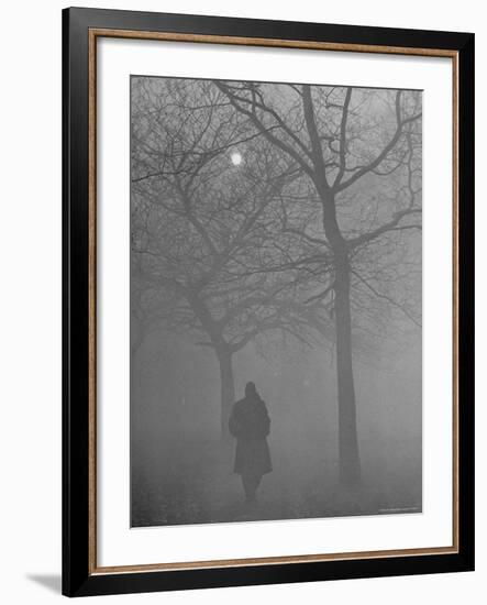 Man Walking Through Hyde Park in the Fog-Mark Kauffman-Framed Photographic Print