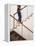 Man Walking Up Stairs in Apartment-John Edward Linden-Framed Stretched Canvas