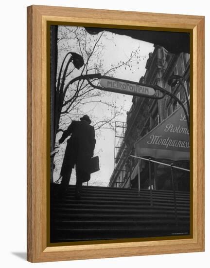 Man Walking Up the Stairs, Exiting the Metro Station-Ed Clark-Framed Premier Image Canvas