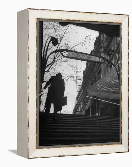 Man Walking Up the Stairs, Exiting the Metro Station-Ed Clark-Framed Premier Image Canvas