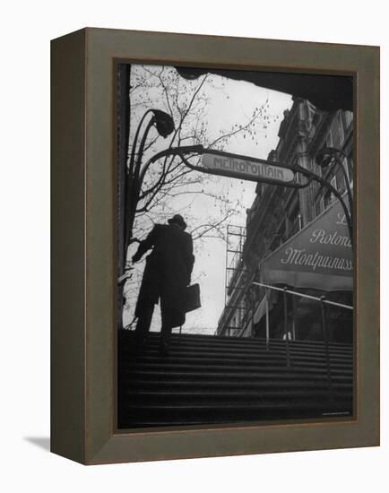 Man Walking Up the Stairs, Exiting the Metro Station-Ed Clark-Framed Premier Image Canvas