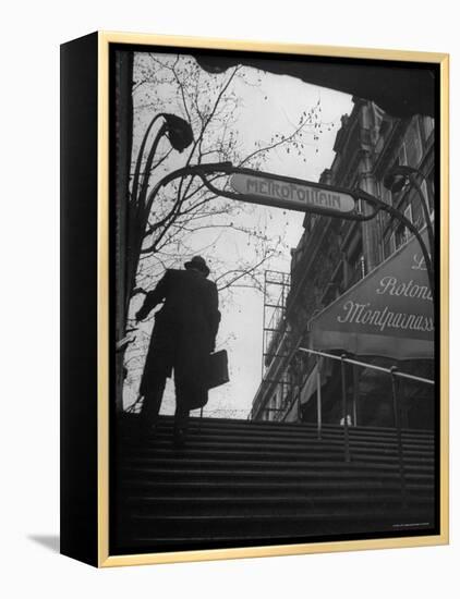 Man Walking Up the Stairs, Exiting the Metro Station-Ed Clark-Framed Premier Image Canvas