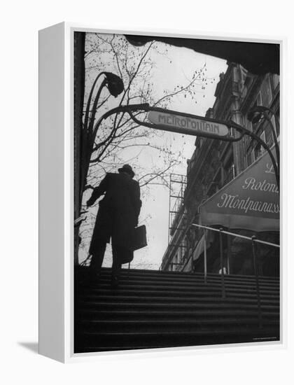 Man Walking Up the Stairs, Exiting the Metro Station-Ed Clark-Framed Premier Image Canvas