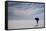 Man Walking With Blue Umbrella On The Bonneville Salt Flats-Lindsay Daniels-Framed Stretched Canvas