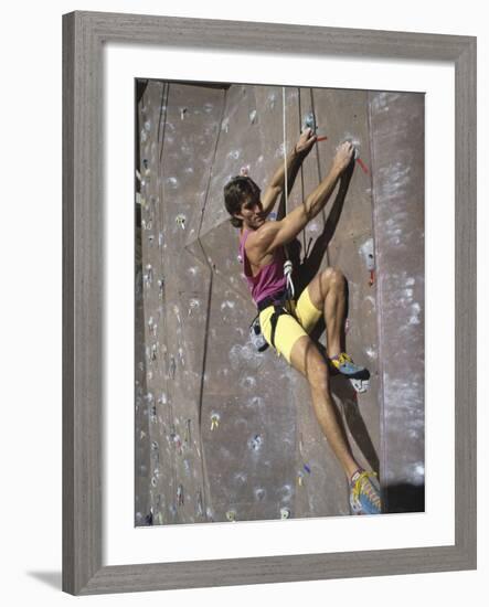 Man Wall Climbing Indoors-null-Framed Photographic Print