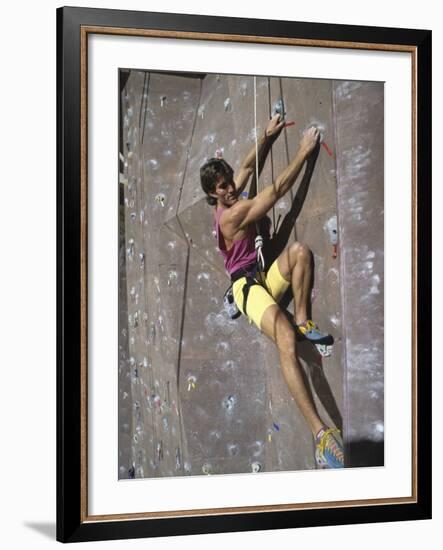 Man Wall Climbing Indoors-null-Framed Photographic Print