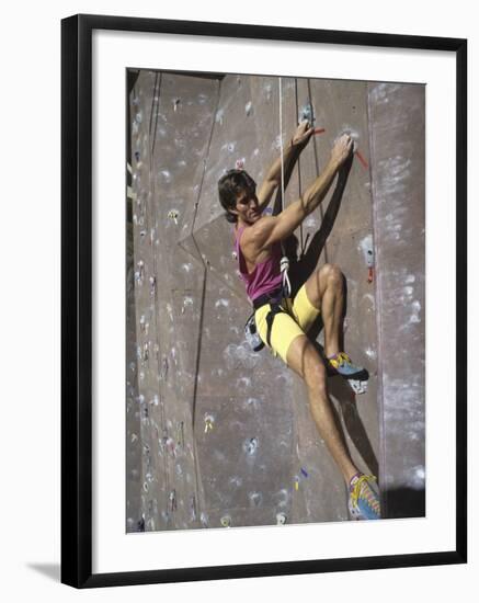 Man Wall Climbing Indoors-null-Framed Photographic Print