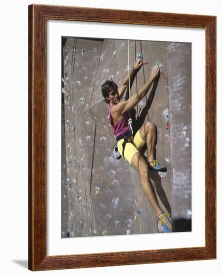 Man Wall Climbing Indoors-null-Framed Photographic Print