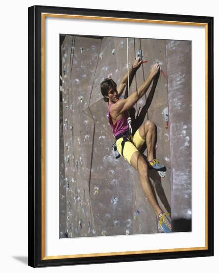 Man Wall Climbing Indoors-null-Framed Photographic Print