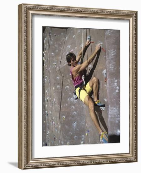 Man Wall Climbing Indoors-null-Framed Photographic Print