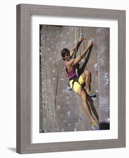 Man Wall Climbing Indoors-null-Framed Photographic Print