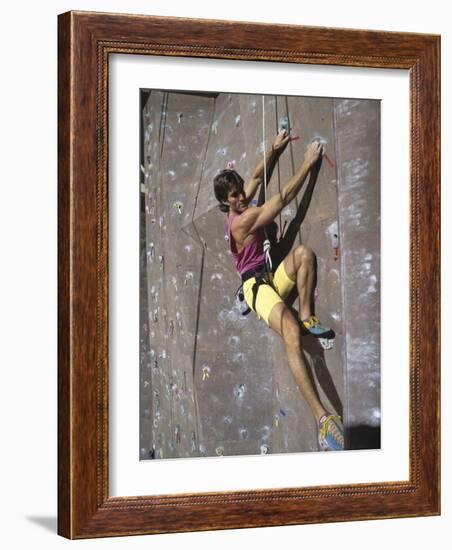 Man Wall Climbing Indoors-null-Framed Photographic Print