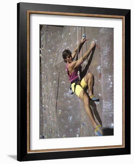 Man Wall Climbing Indoors-null-Framed Photographic Print