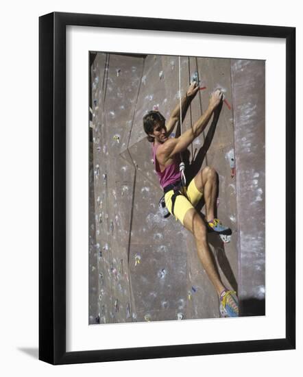 Man Wall Climbing Indoors-null-Framed Photographic Print