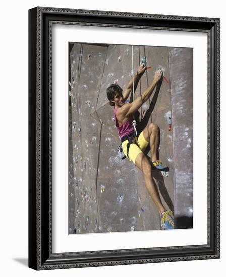 Man Wall Climbing Indoors-null-Framed Photographic Print