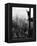 Man Waving from Empire State Building Construction Site-null-Framed Premier Image Canvas