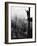 Man Waving from Empire State Building Construction Site-null-Framed Photographic Print