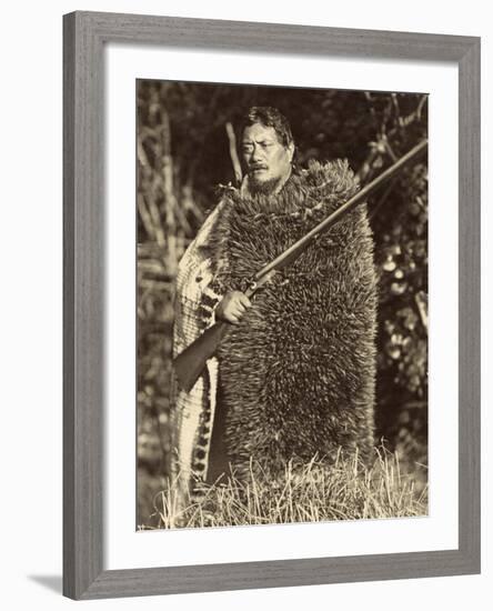 Man Wearing a Kiwi Feather Mat, C.1910-null-Framed Photographic Print