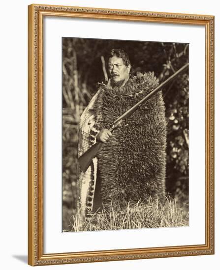 Man Wearing a Kiwi Feather Mat, C.1910-null-Framed Photographic Print