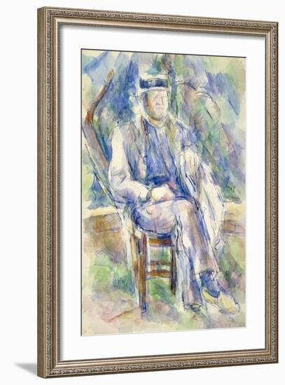 Man Wearing a Straw Hat, 1905-06-Paul Cezanne-Framed Giclee Print