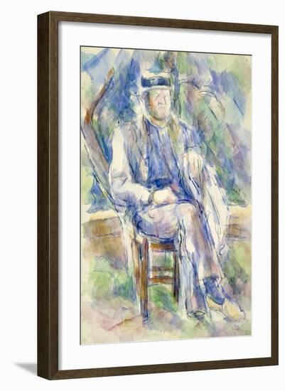 Man Wearing a Straw Hat, 1905-06-Paul Cezanne-Framed Giclee Print