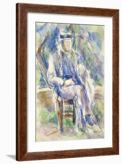 Man Wearing a Straw Hat, 1905-06-Paul Cezanne-Framed Giclee Print