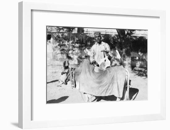 Man with a Deformed Cow, India, 1916-1917-null-Framed Giclee Print