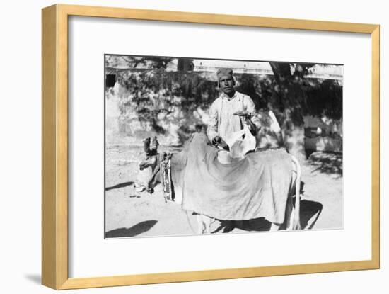 Man with a Deformed Cow, India, 1916-1917-null-Framed Giclee Print