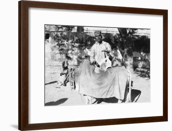 Man with a Deformed Cow, India, 1916-1917-null-Framed Giclee Print