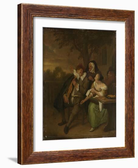 Man with a Fiddle in Bad Company-Jan Havicksz Steen-Framed Art Print