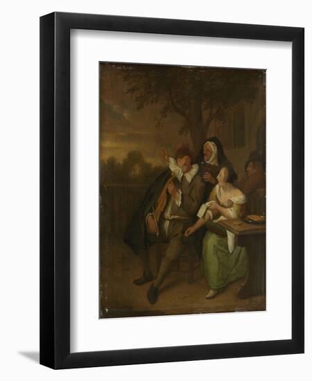 Man with a Fiddle in Bad Company-Jan Havicksz Steen-Framed Art Print