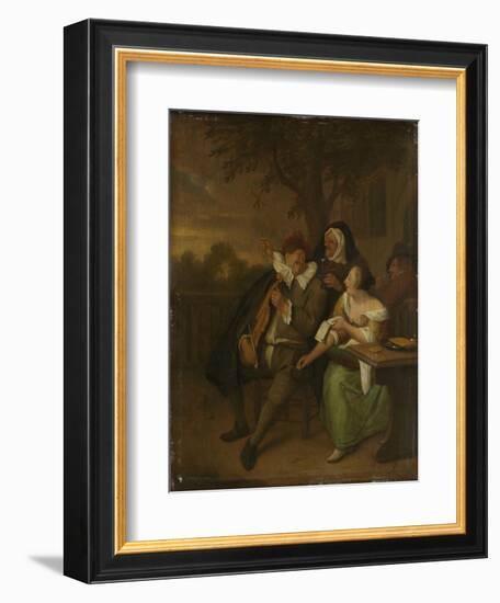 Man with a Fiddle in Bad Company-Jan Havicksz Steen-Framed Art Print