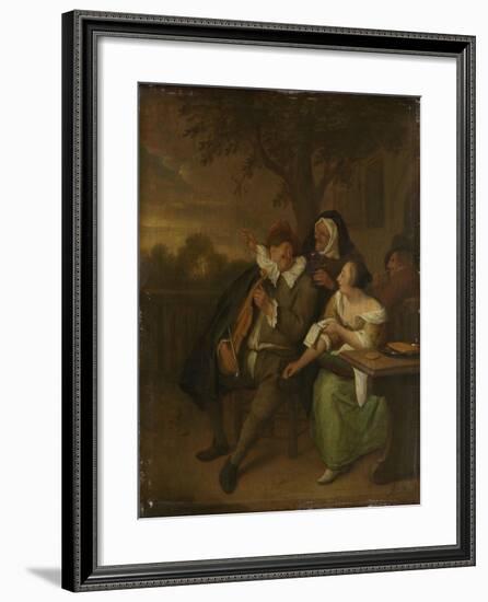 Man with a Fiddle in Bad Company-Jan Havicksz Steen-Framed Art Print