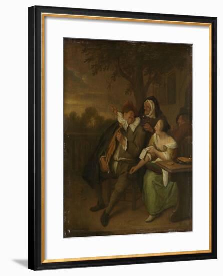 Man with a Fiddle in Bad Company-Jan Havicksz Steen-Framed Art Print