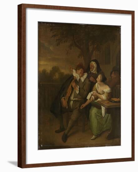 Man with a Fiddle in Bad Company-Jan Havicksz Steen-Framed Art Print