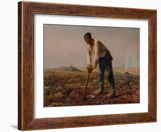 Man with a Hoe, 1860-1861-Jean-François Millet-Framed Giclee Print