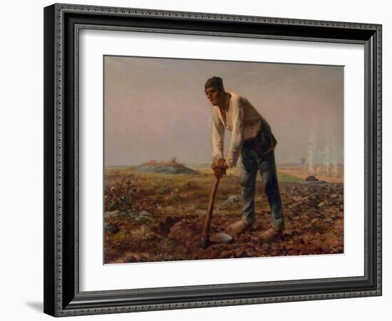 Man with a Hoe, 1860-1861-Jean-François Millet-Framed Giclee Print