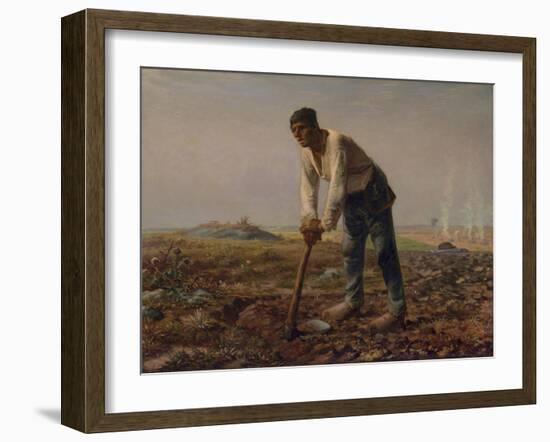 Man with a Hoe, C.1860-62-Jean-Francois Millet-Framed Giclee Print