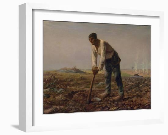 Man with a Hoe, C.1860-62-Jean-Francois Millet-Framed Giclee Print