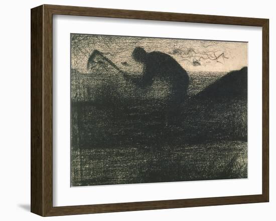 Man with a Pick, C.1883 (Crayon Conte)-Georges Pierre Seurat-Framed Giclee Print